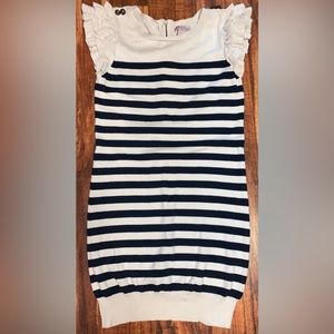 Glimmer by JJ Basics - Ruffled cap sleeve striped sweater dress